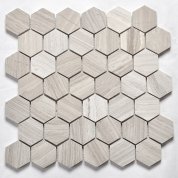 Wooden white herringbone mosaic