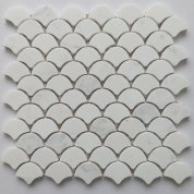 White marble fan shape mosaic tile