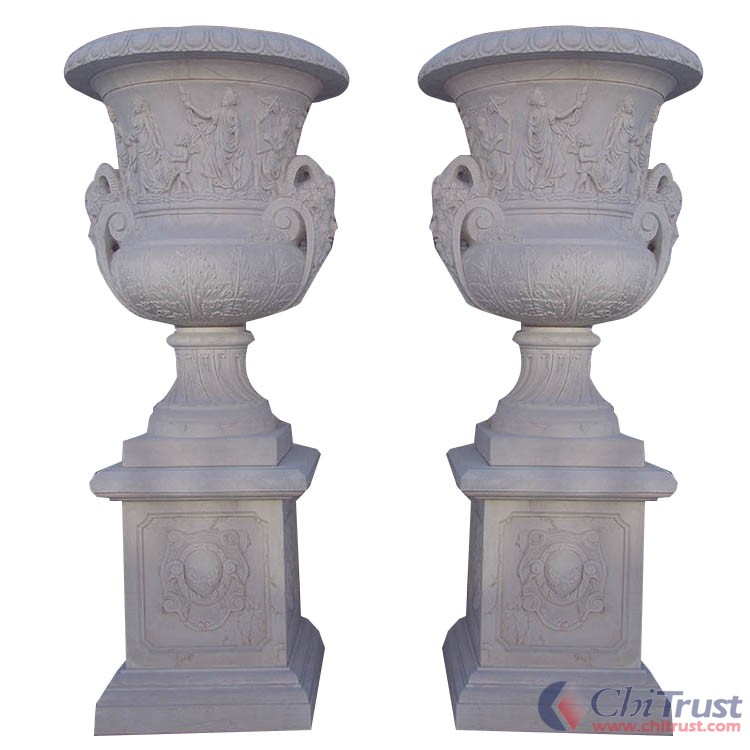 White marble customized flowerpot