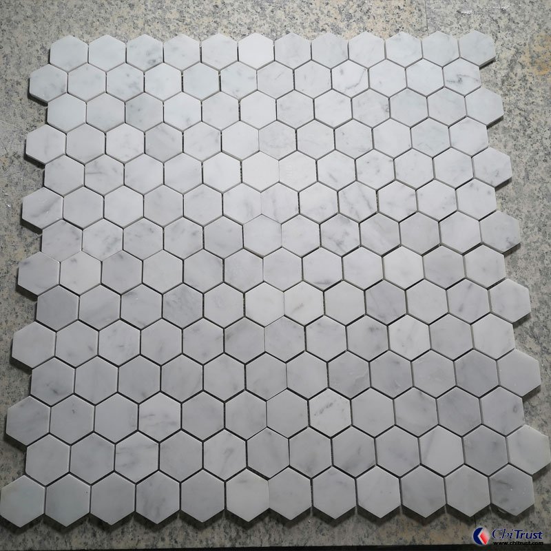 Hexagon White Mosaic Tile